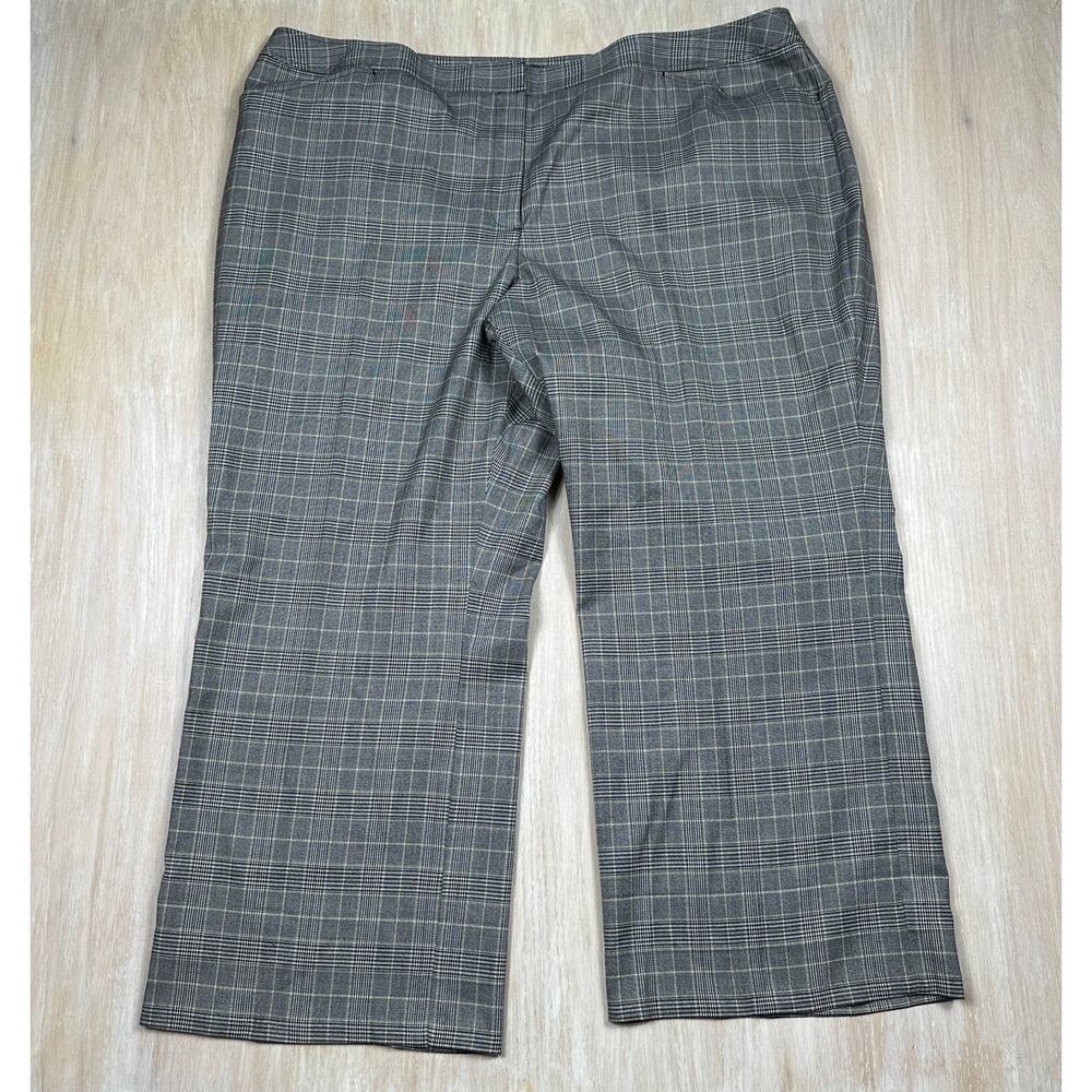 NWT Lane Bryant Gray Plaid Wide Leg Business Career Work Trouser Dress Pants 28